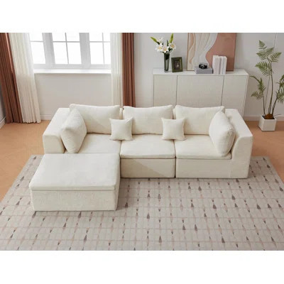 Cloud Sectional Sofa with Ottoman, Convertible l-Shape Modular Couch, “Boneless” Deep-Seat Chenille, 3-Seater Configurable Sectional for Living Room—R | Wayfair North America