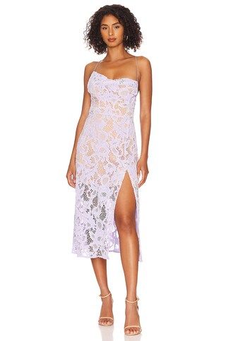 For Love & Lemons Rosemary Midi Dress in Purple from Revolve.com | Revolve Clothing (Global)