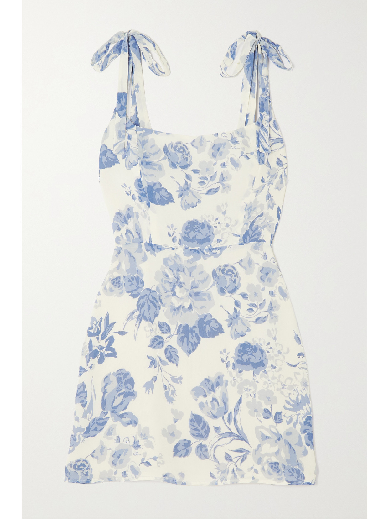 Reformation - Annabell Bow-detailed Floral-print Georgette Mini Dress - Blue | NET-A-PORTER (US)