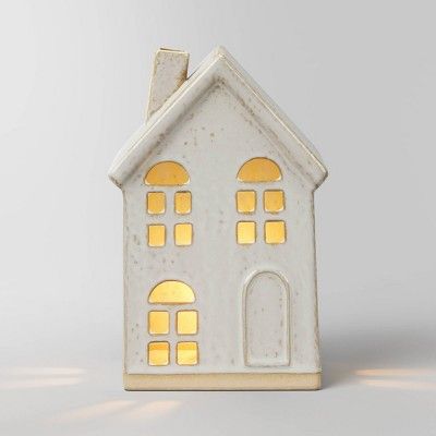 6" Battery Operated LED Lit Ceramic House with Door Christmas Village Building - Wondershop™ White | Target