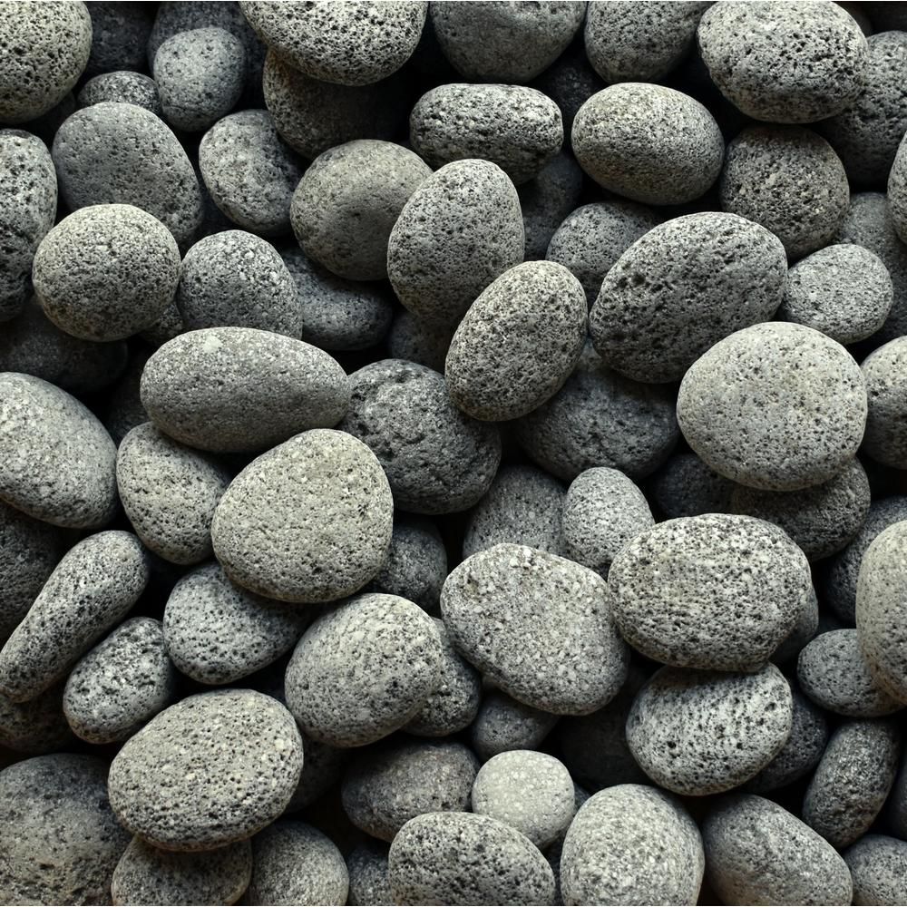 Cascade Stoneworks 0.64 cu. ft. 50 lbs. 1 in. to 2 in. Black Smooth Lava Pebble for Landscaping and  | The Home Depot