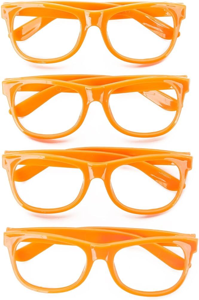 JiaDuo 4 Pack Orange Glasses Frame No Lens Kids Costume Accessories Dress Up Party Supplies | Amazon (US)