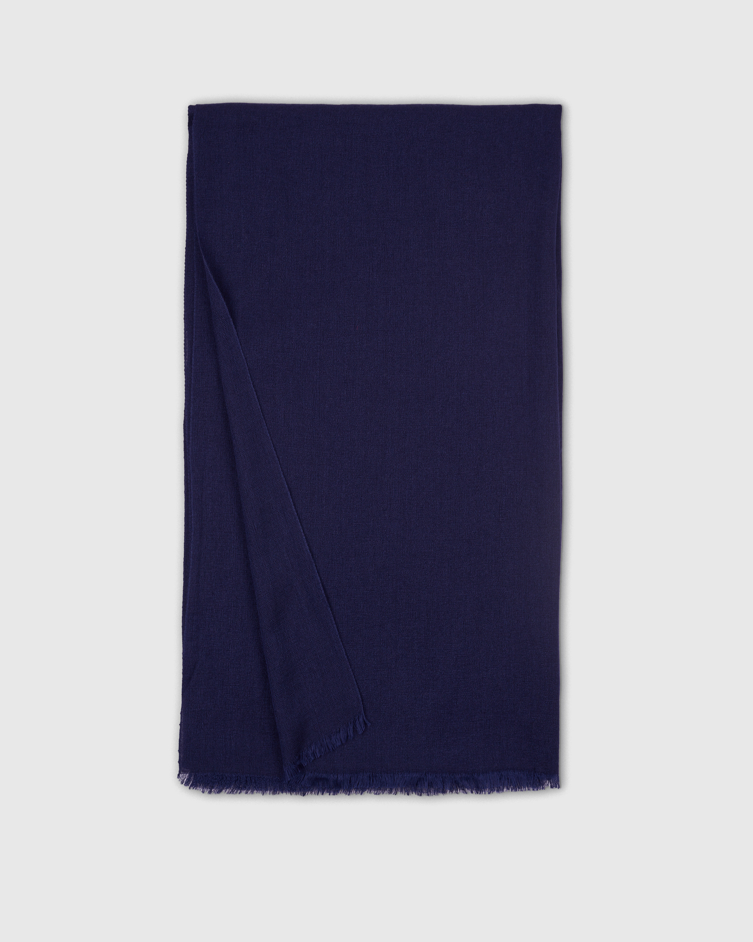 Quince | Women's Featherweight Cashmere Silk Frayed Edge Scarf in Navy | Quince