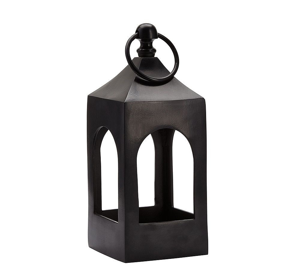 Caleb Handcrafted Metal Outdoor Lantern, Mini, 15"" - Black | Pottery Barn (US)