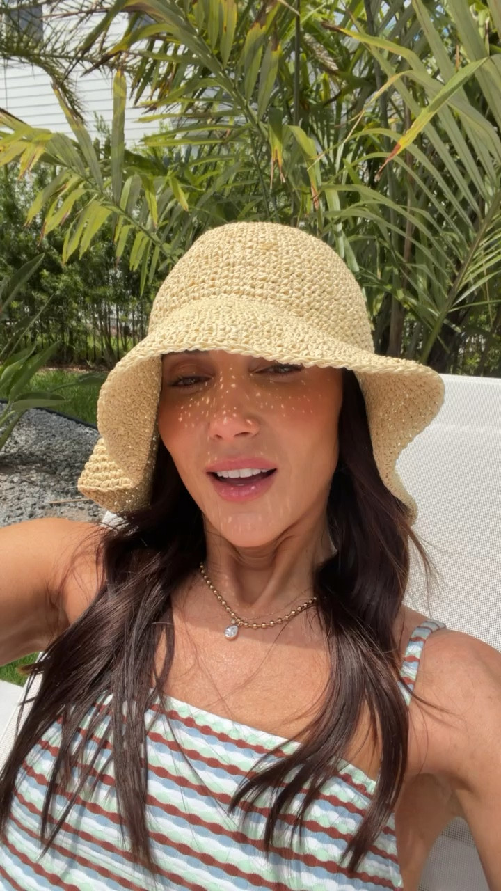 Pool day outfit from Target, summer hat, straw hat, target clothing, one piece set, annabrstyle

#LTKSwim #LTKOver40