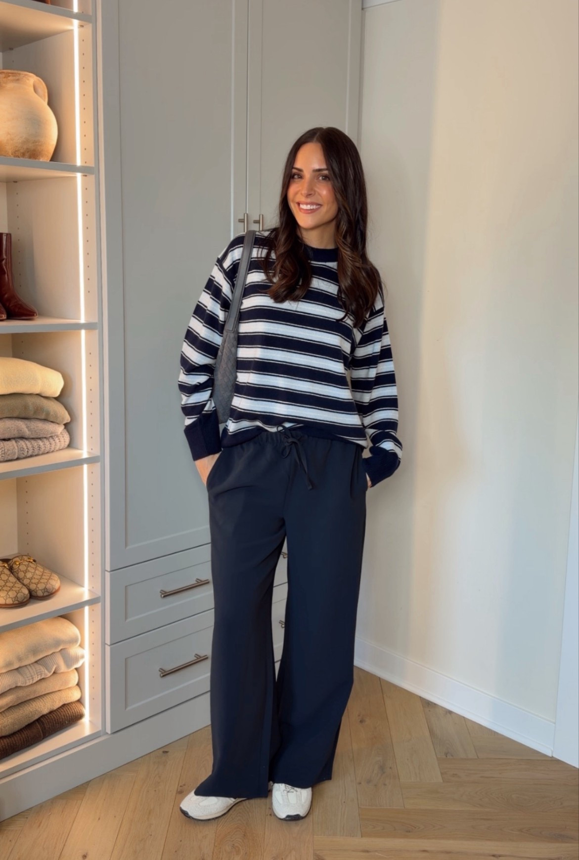 Aritzia pre-spring new arrivals! This cashmere sweater is so soft and I love the colors 💙🩵 a perfect one for draping over your shoulders too! Wearing my true size S and it has a relaxed fit.
Got a 2nd color in the viral lodge pants! So chic and a great comfy alternative to leggings or sweatpants. Wrinkle free!! Wearing my true size S regular and I’m 5’7” 

#LTKmomlife #LTKTravel #LTKootd