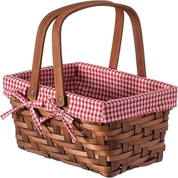 Amazon.com : Wickerwise Small Rectangular Woodchip Picnic Baskets with Double Folding Handles, Na... | Amazon (US)