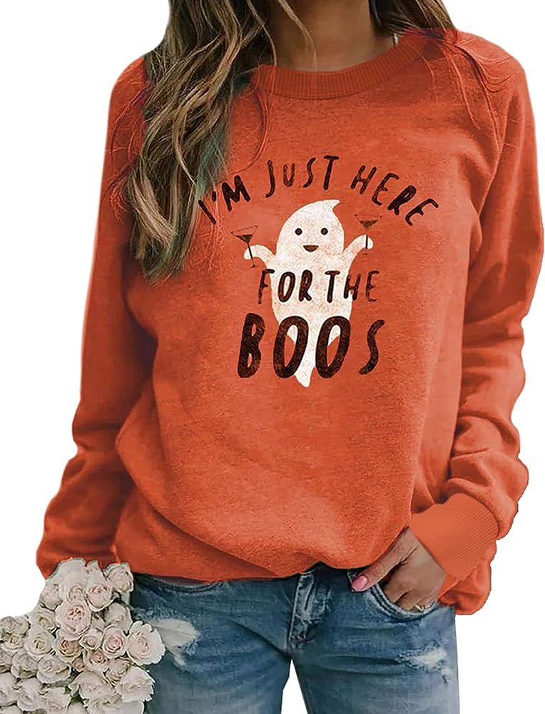 Neyaolk Pumpkin-Sweatshirt Halloween Crewneck Shirt - Cats Graphic Printed Long Sleeve Loose Pull... | Amazon (US)