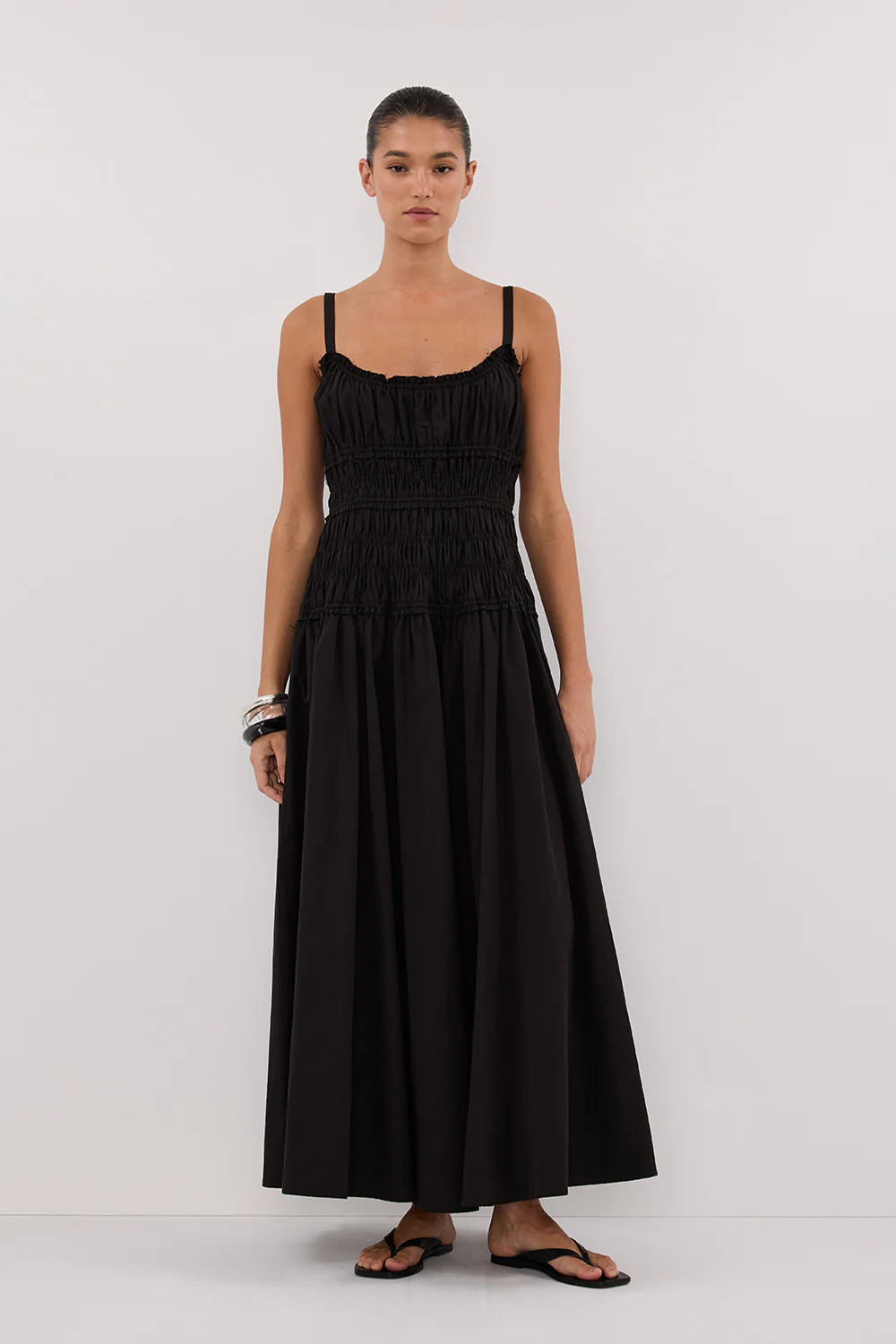 TOBY BLACK COTTON MIDI DRESS | DISSH