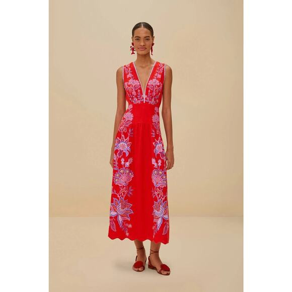 Gorgeous Farm Rio Porcelain Garden Midi Dress NWT Extra Large | Poshmark