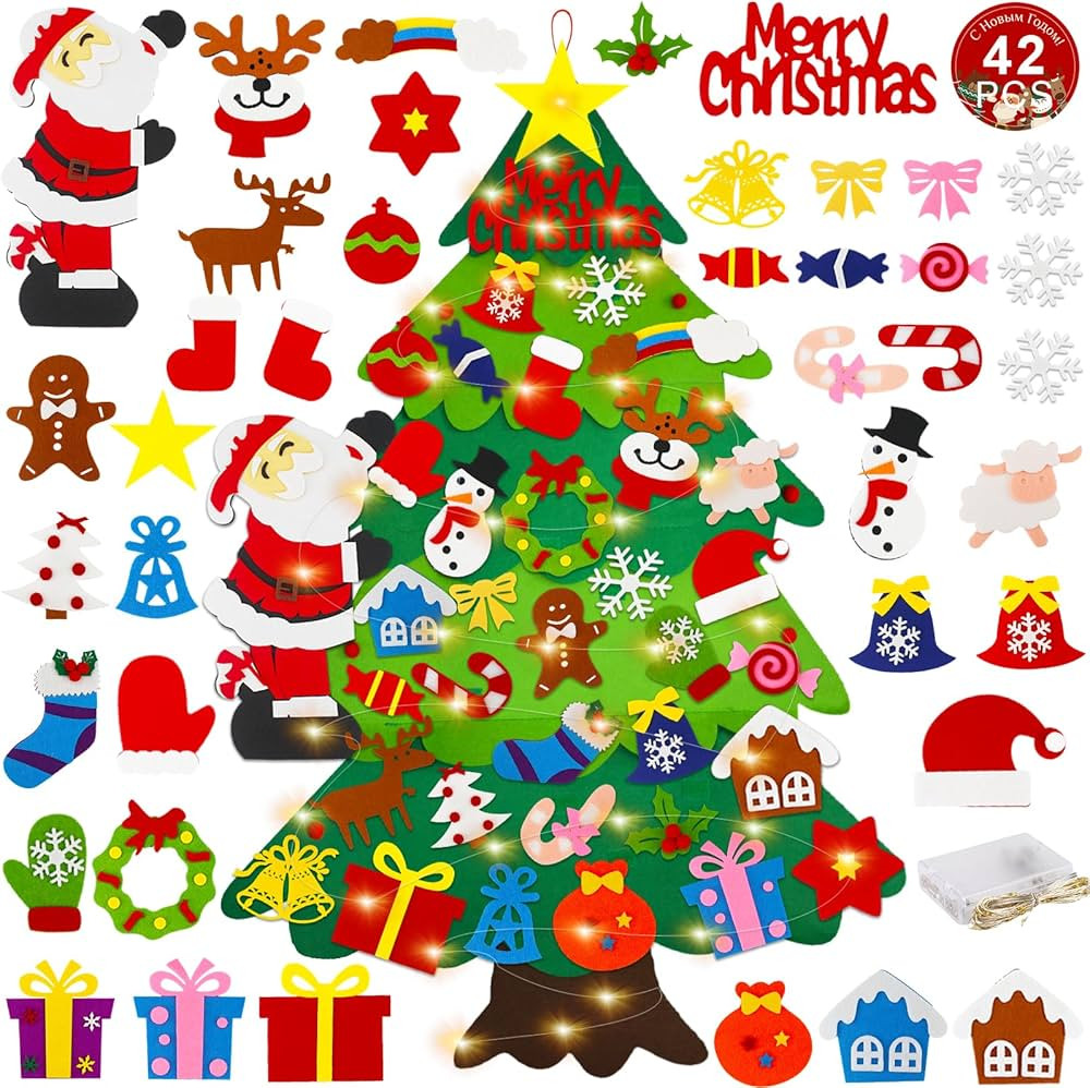 Felt Christmas Tree for Kids, 3.4FT DIY Christmas Tree Set with Star Light&Santa Claus, Hanging F... | Amazon (CA)