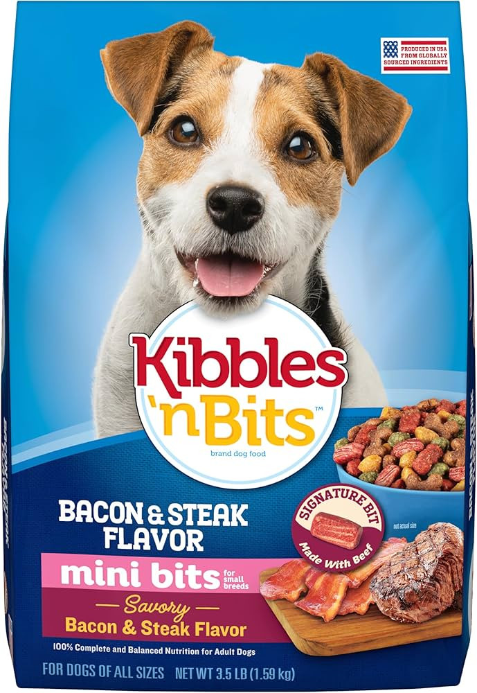 Kibbles ‘n Bits Mini Bits Small Breed Dry Dog Food, Savory Bacon & Steak Flavor for Adult Dogs,... | Amazon (US)