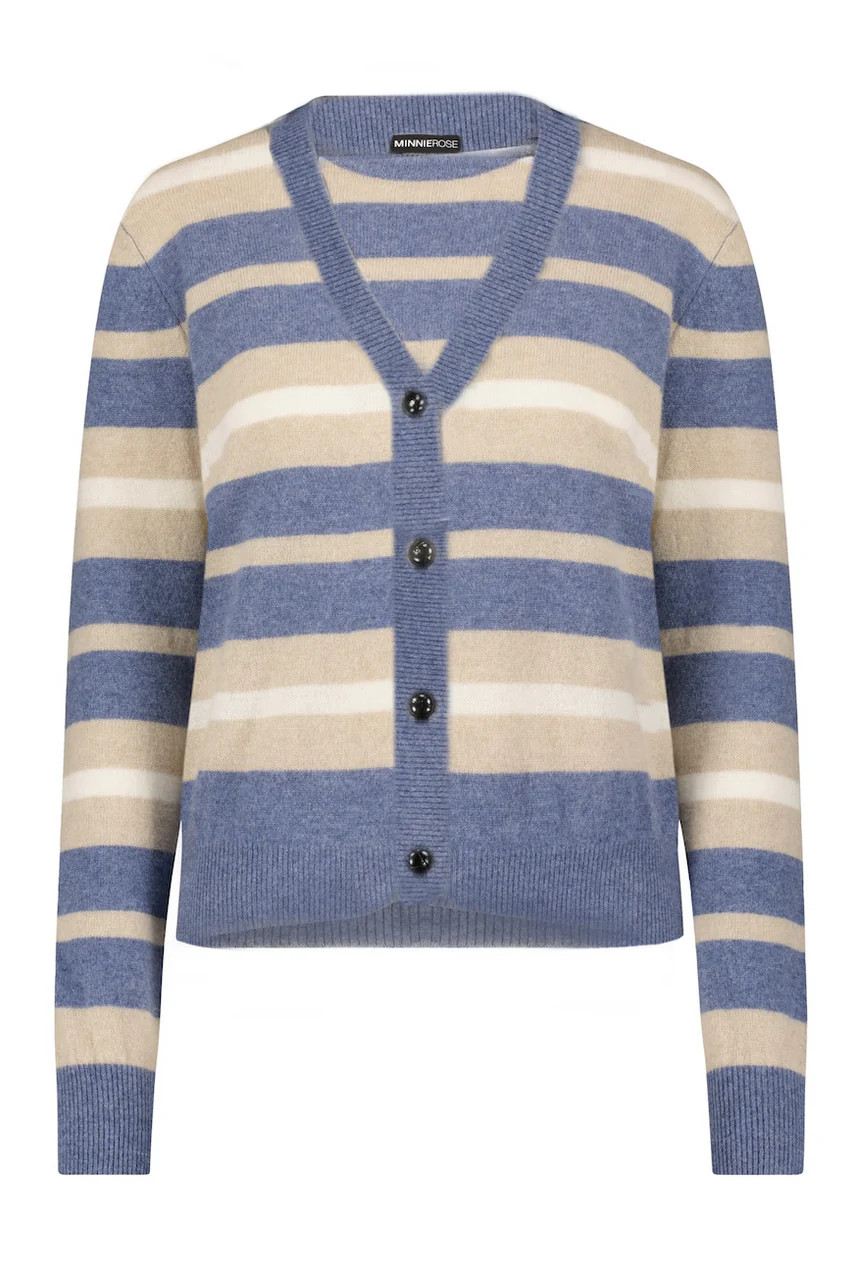 Cashmere Striped Cardigan with Tipping | Minnie Rose