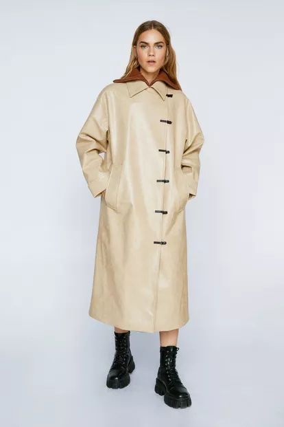 Premium Toggle Detail Faux Leather Vinyl Coat | Nasty Gal UK (+IE)