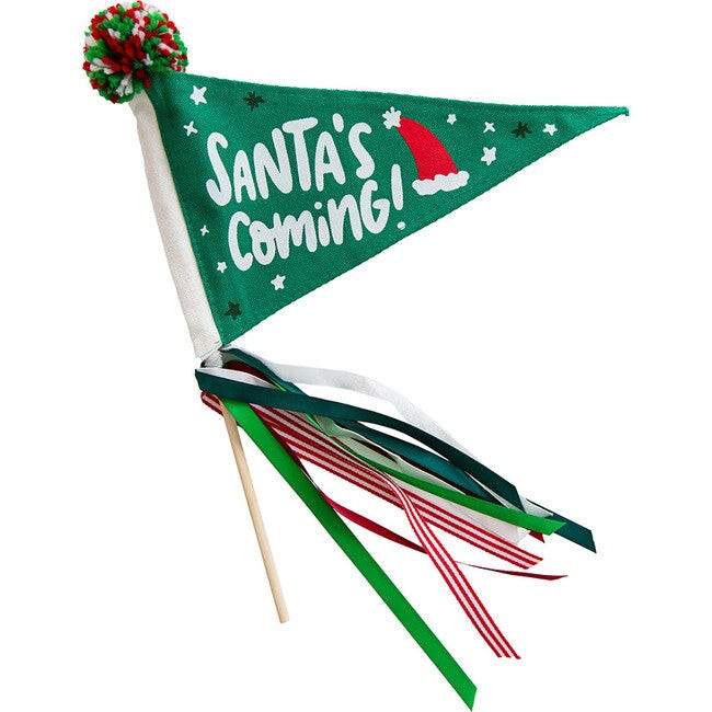 Santa's Coming Mini Pennant Flag, Green | Maisonette