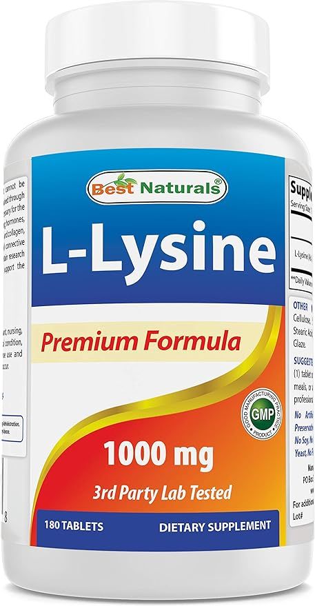 Best Naturals L-Lysine 1000mg 180 Tablets - Double Strength Lysine for stronger immune health & c... | Amazon (US)