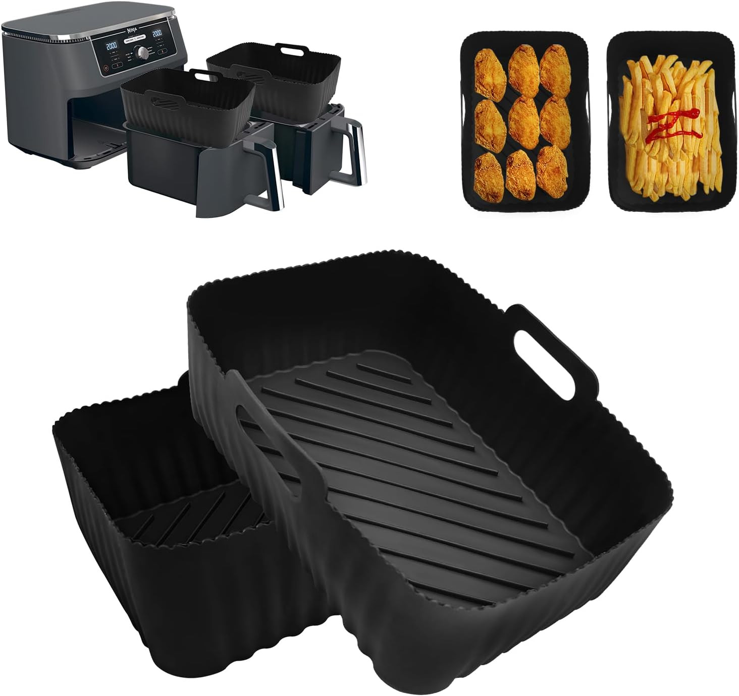 CNMTCCO Silicone Air Fryer Liners, 2Pcs Reusable Air Fryer Silicone Liners for Ninja Foodi Air Fr... | Amazon (UK)