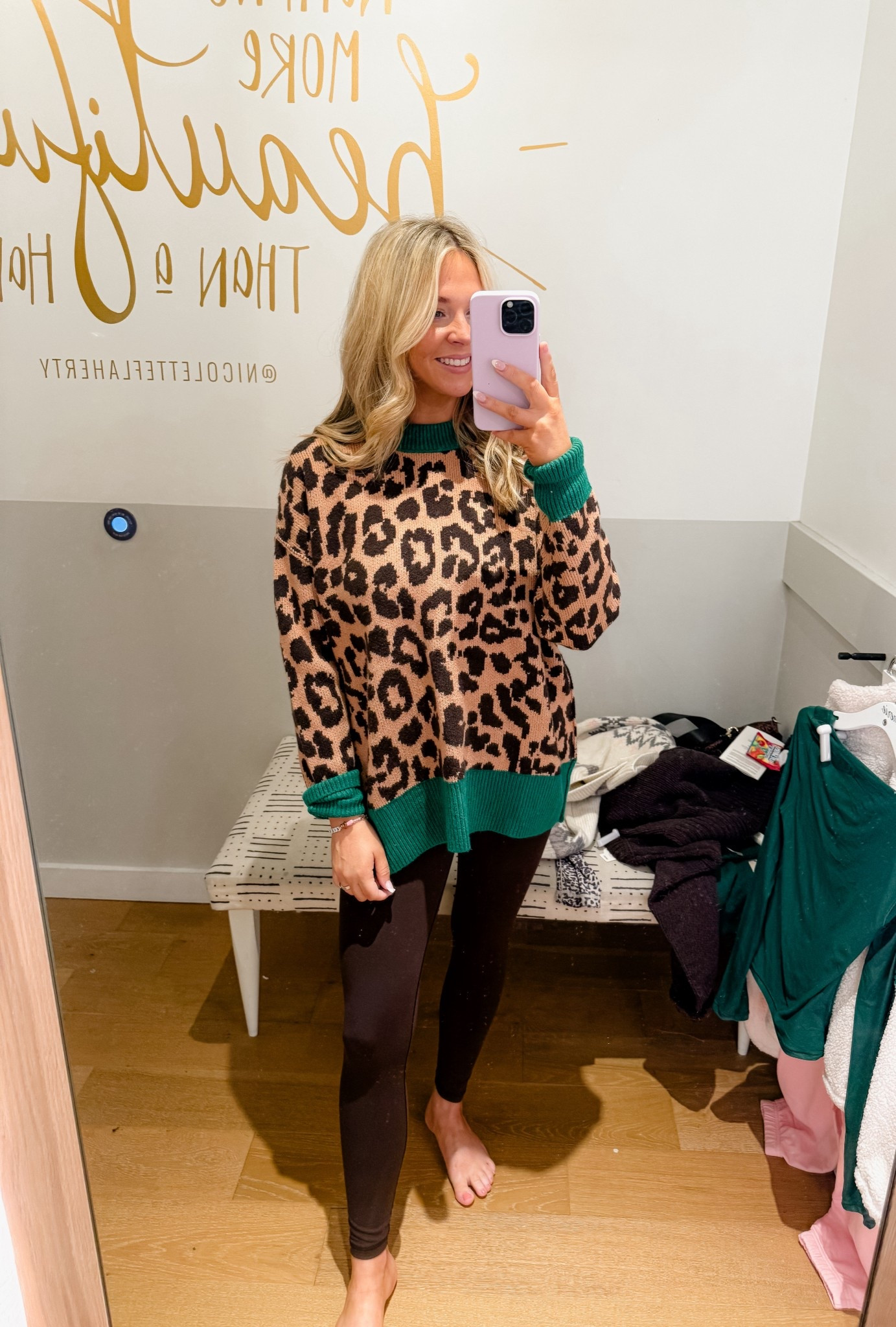 Leopard sweater with green detail! Size up for an oversized fit! 

#LTKFindsUnder100 #LTKStyleTip #LTKSaleAlert