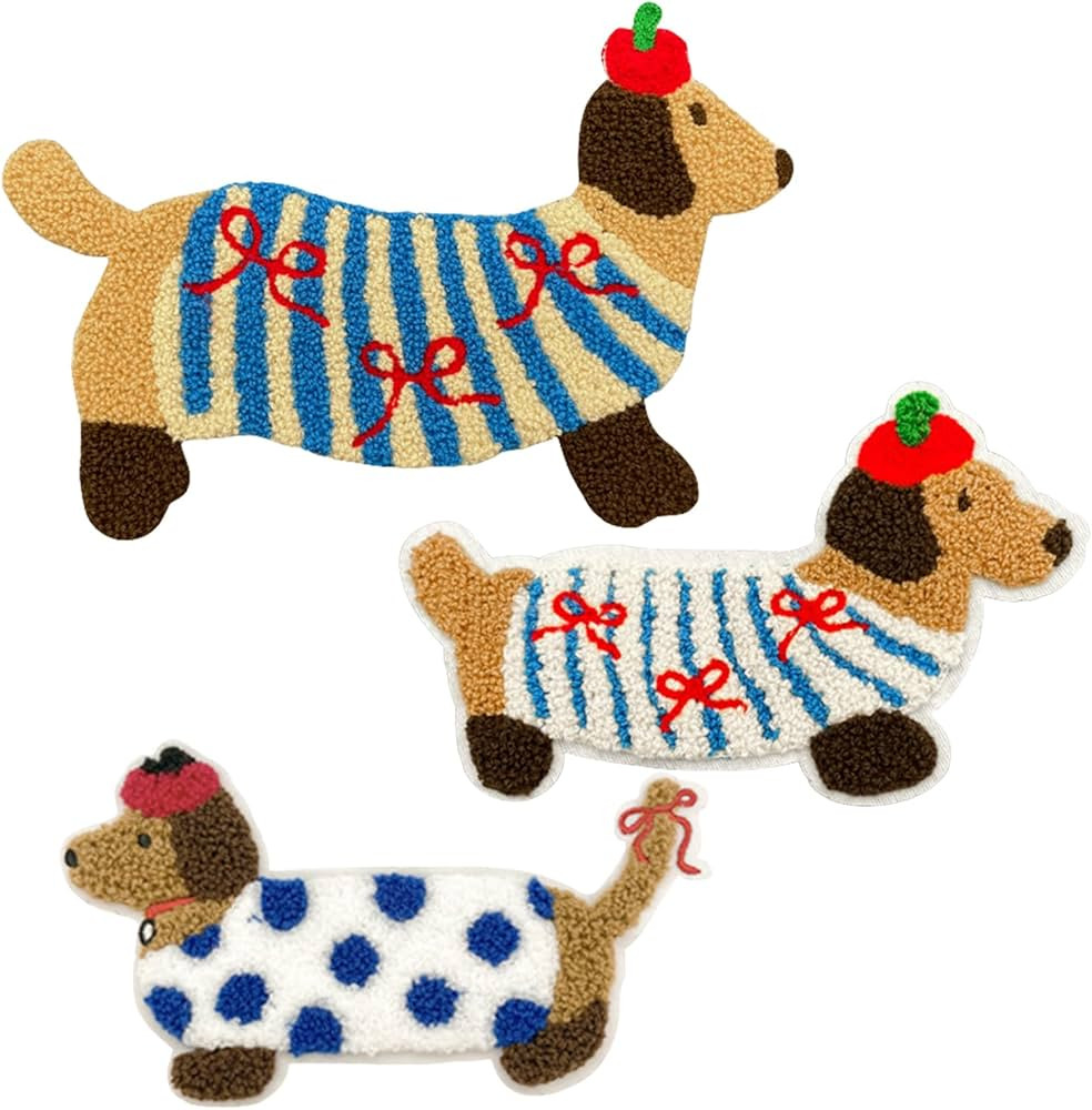 3PCS Cute Big Embroidery Chenille Patches Animals Dogs Repair Patches for Clothes Backpack Jacket... | Amazon (US)