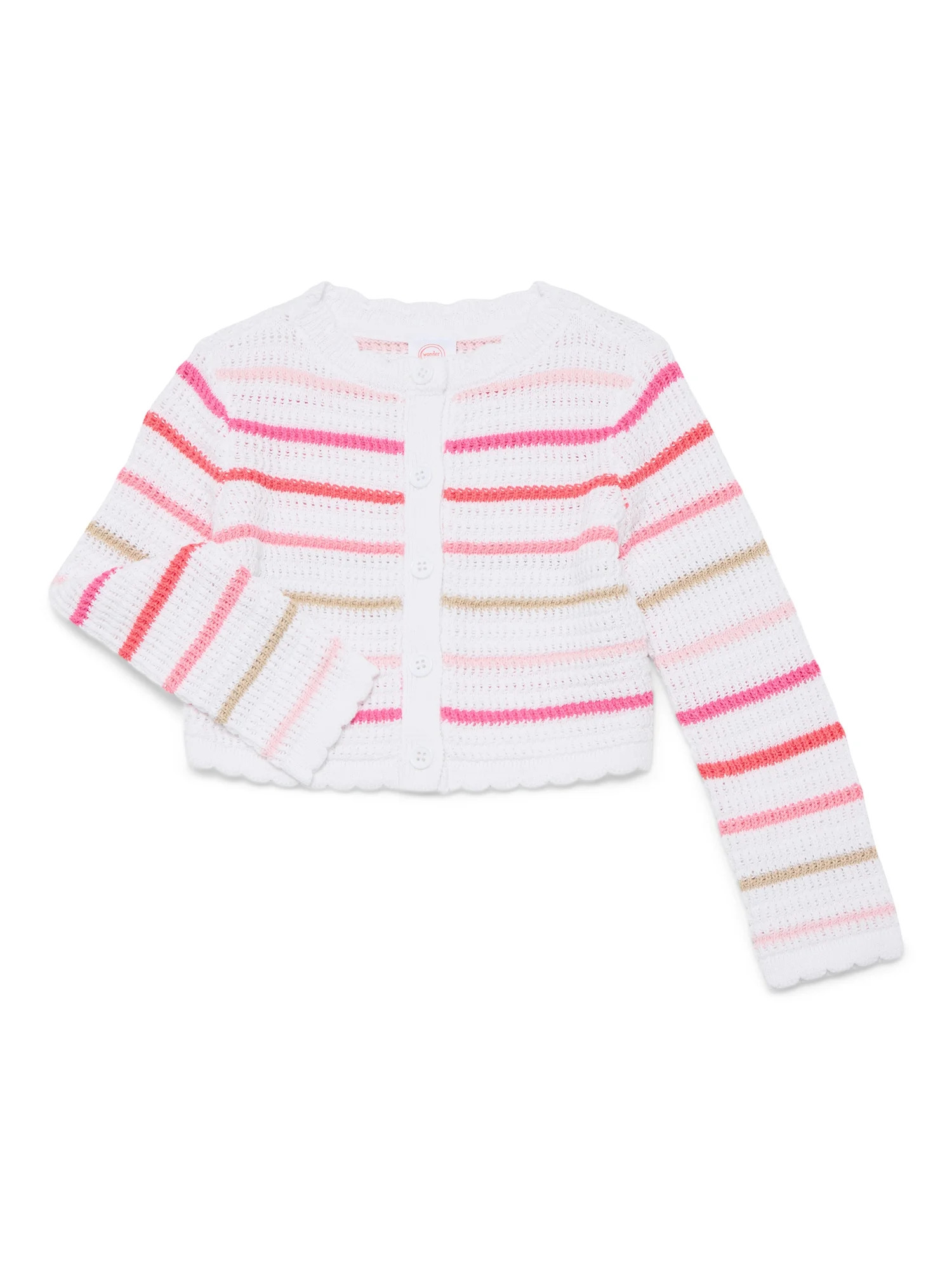 Wonder Nation Toddler Girls Crewneck Cardigan with Long Sleeves, Sizes 12M-3T | Walmart (US)