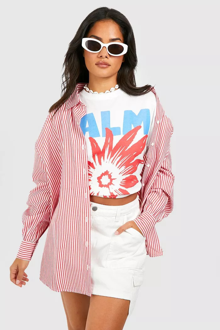 Striped Poplin Shirt | boohoo (US & Canada)