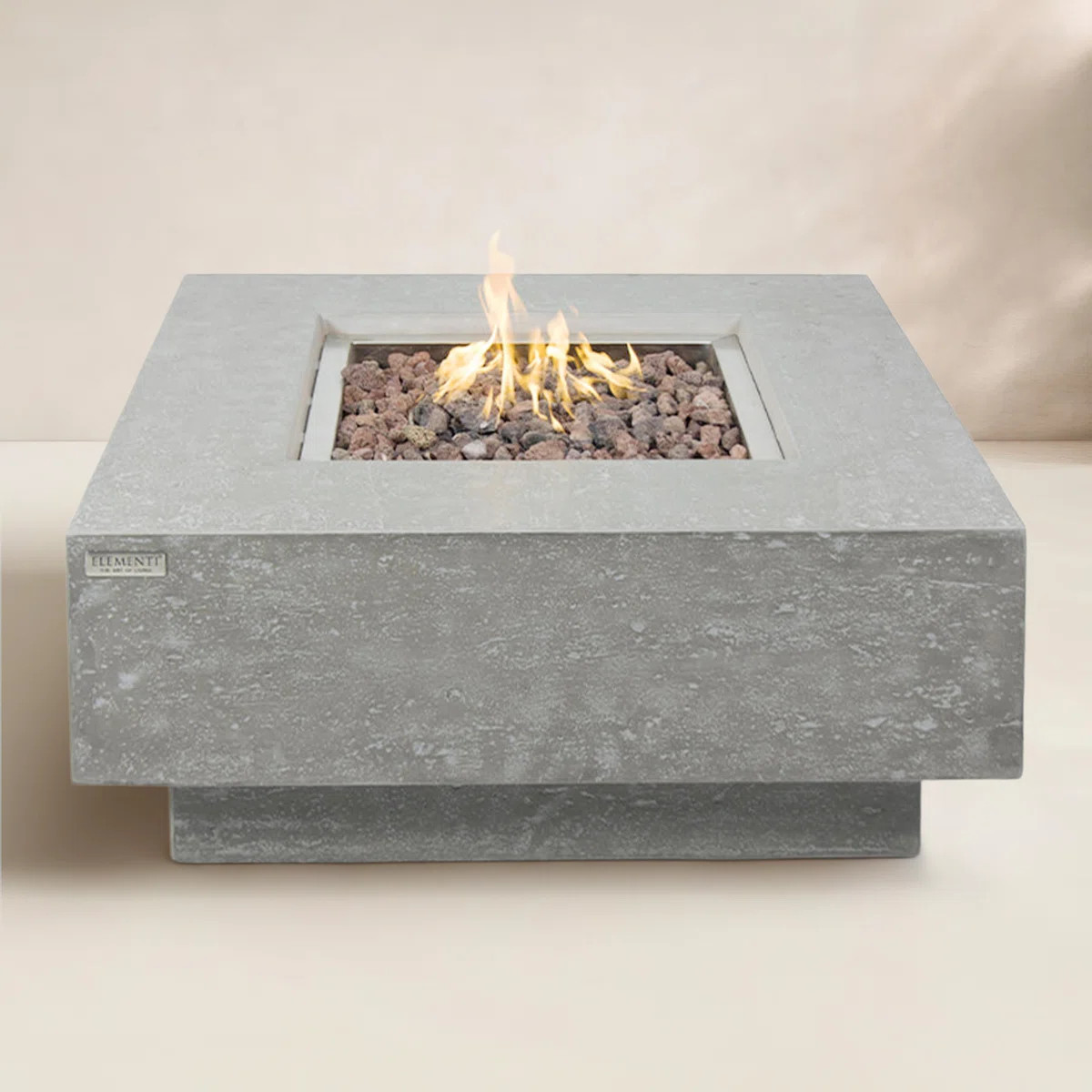 Manhattan 36" Outdoor Concrete Fire Table 45,000 BTU - Includes Lava Rocks & PVC Cover | Wayfair North America