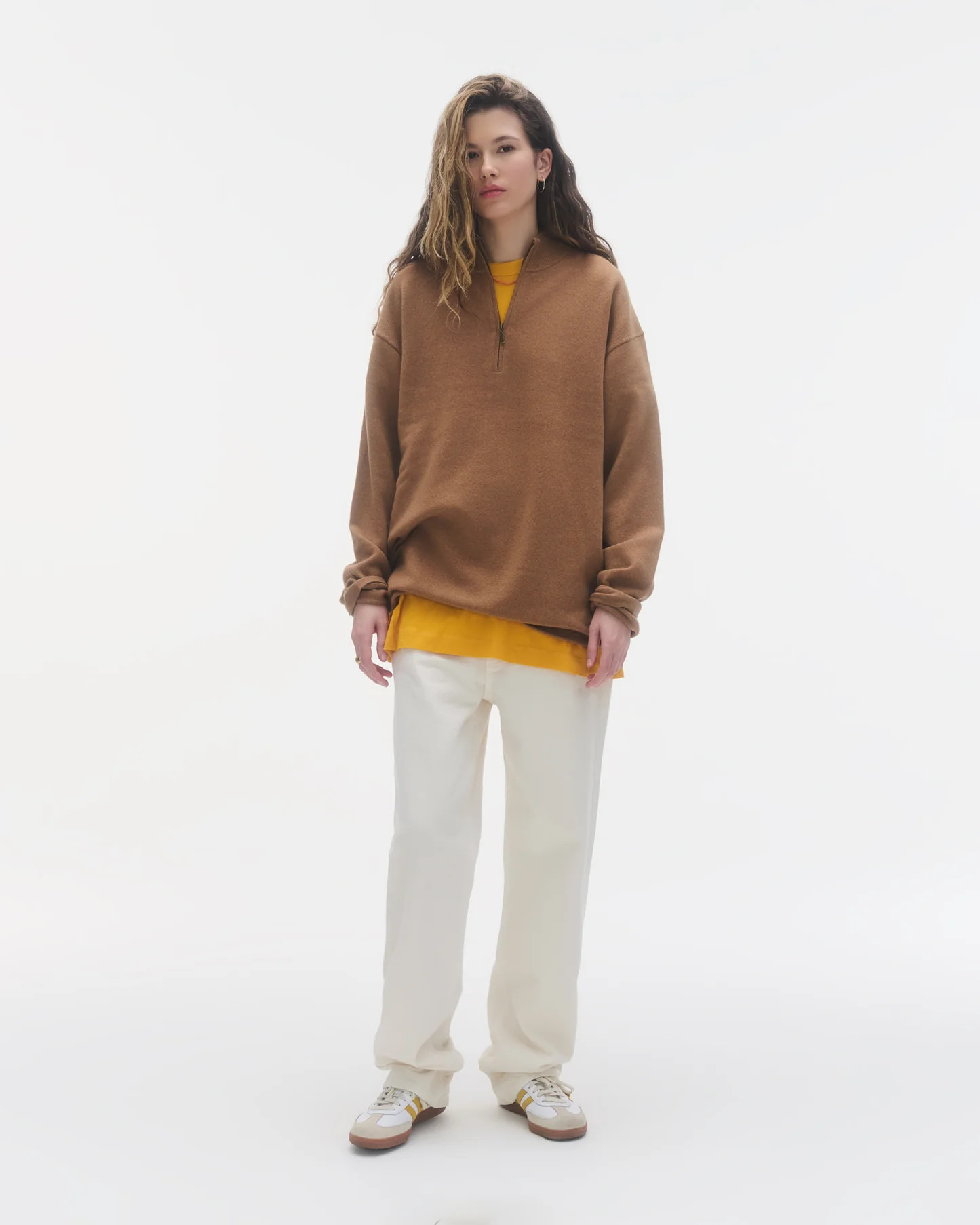 Quarter Zip Pullover - Almond | Guest In Residence