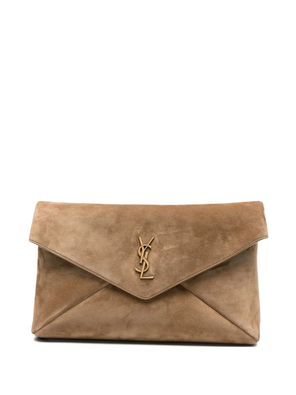 logo-plaque suede clutch bag | Farfetch Global