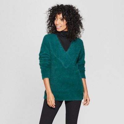 Women's V-Neck Eyelash Pullover Sweater - A New Day™ | Target