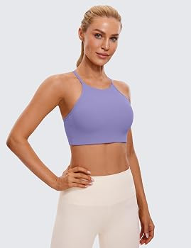CRZ YOGA Butterluxe Womens High Neck Y Back Sports Bra - Padded Halter Racerback Spaghetti Thin S... | Amazon (US)