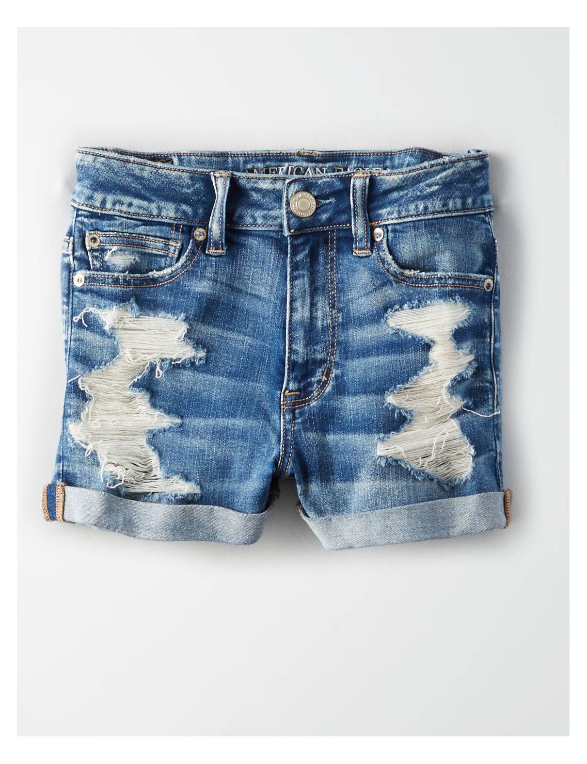 AE Ne(X)t Level High-Waisted Denim Short Short, Vintage Star | American Eagle Outfitters (US & CA)