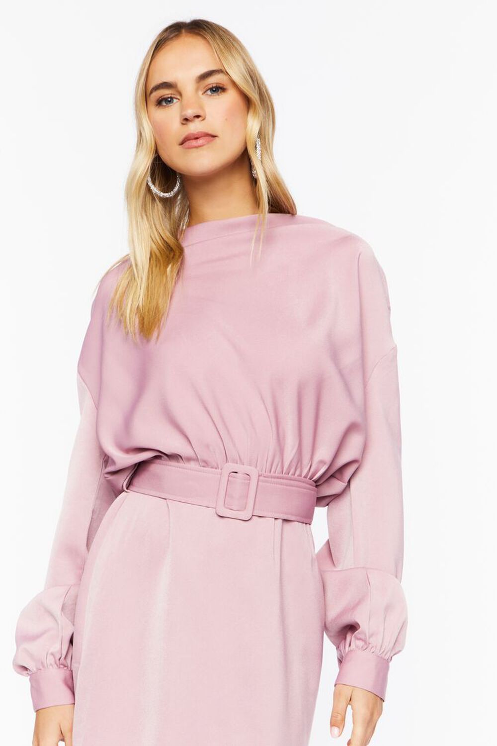 Satin Belted Drop-Sleeve Mini Dress | Forever 21 (US)