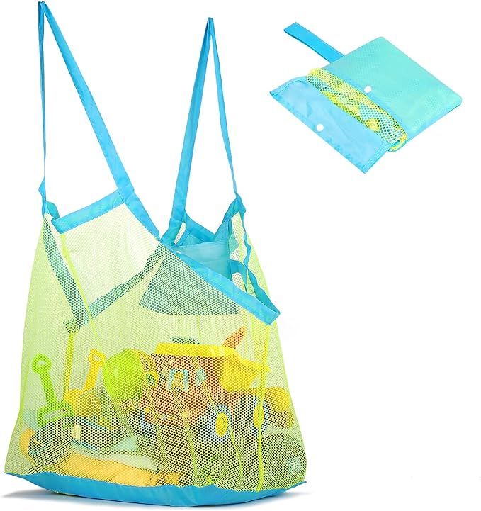 Mesh Beach Bag and Tote for Sand Toys Beach Net XL (Blue) | Amazon (US)