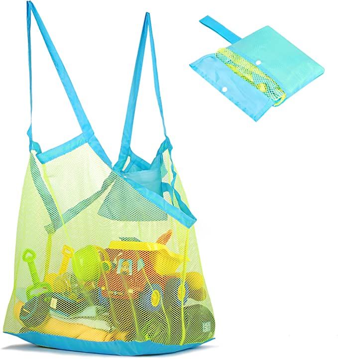 Mesh Beach Bag and Tote for Sand Toys Beach Net XL (Blue) | Amazon (US)