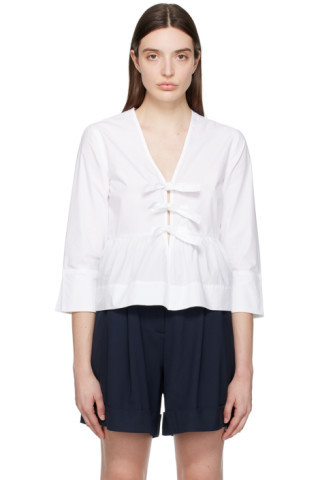White Tie String Blouse | SSENSE