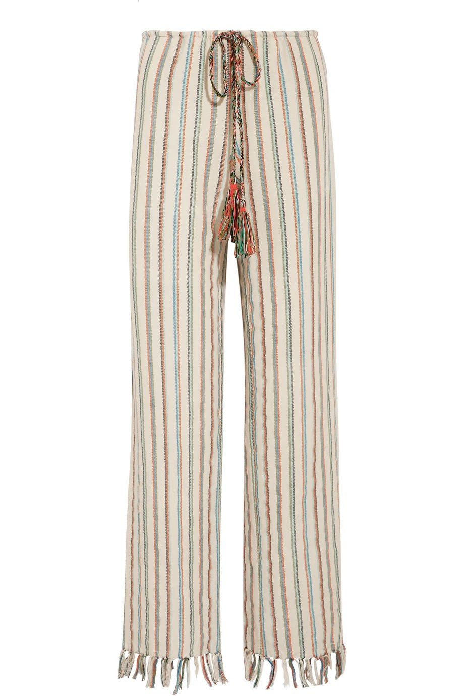 Miguelina Fifi Striped Cotton-Blend Wide-Leg Pants, Cream, Women's | NET-A-PORTER (US)