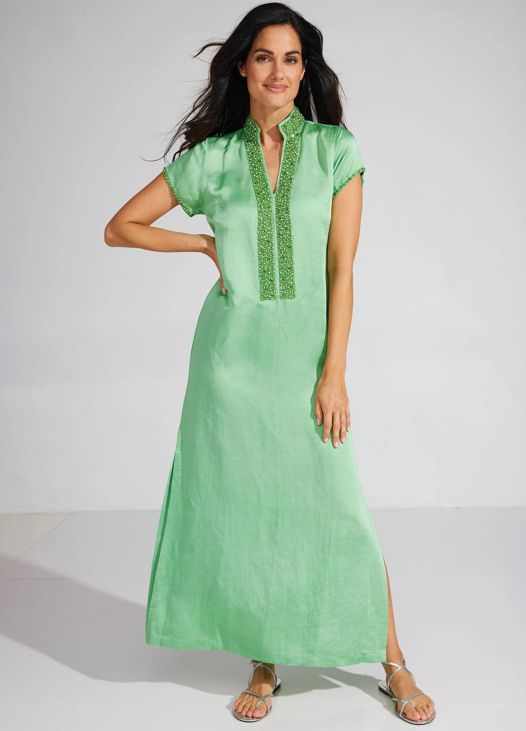 Meg 54" Cap Sleeve Caftan | BELLA TU