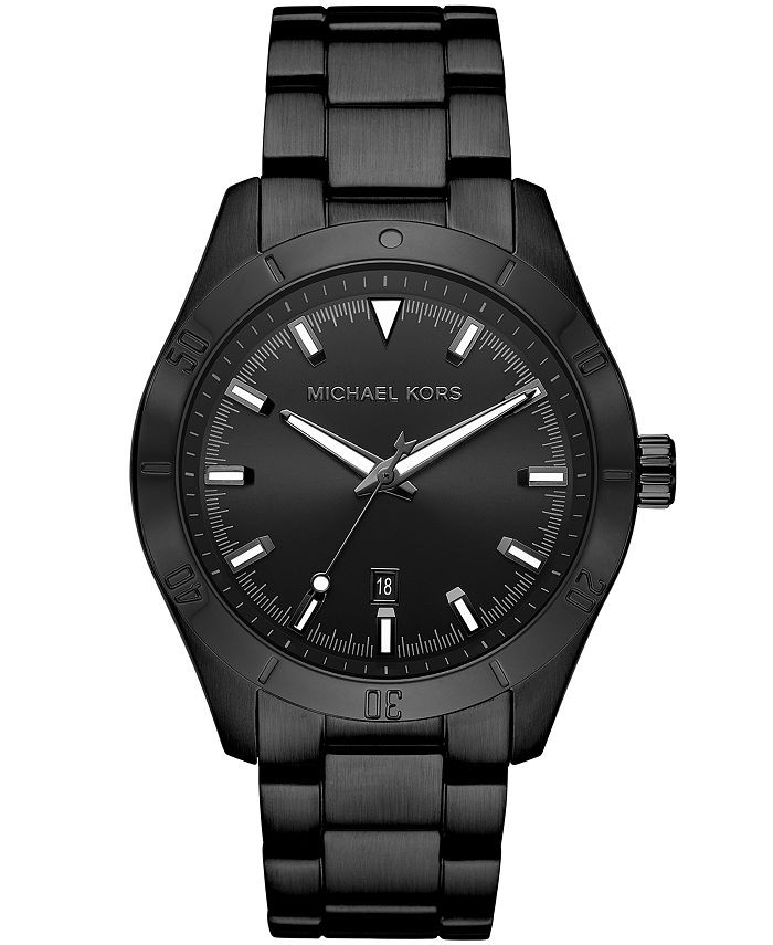 Michael Kors Layton Three - Hand Black IP Watch & Reviews - Macy's | Macys (US)
