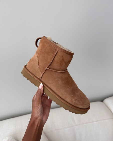 UGG Classic Mini II in stock in Chesnut Suede! So comfortable! I would order these now before they sell out again this fall! 

#LTKSeasonal #LTKshoecrush