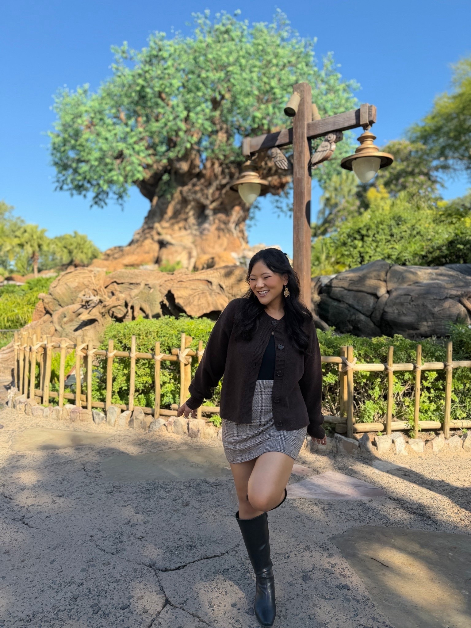 Gap Women's CashSoft Oversized Chunky Cardigan wearing size medium. High Waisted 2-in-1 Houndstooth Plaid Mini Work Skirt wearing size medium. 