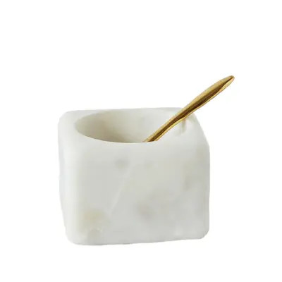 Storied Home Square Marble Bowl with Brass Spoon, White at Nordstrom | Nordstrom