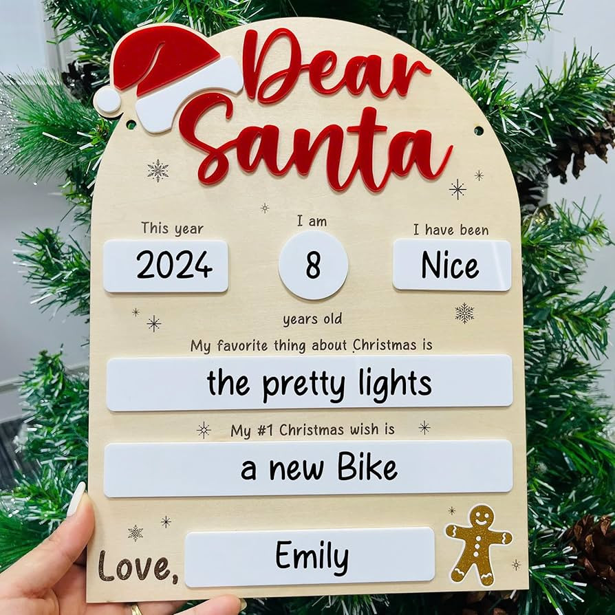 DIY Dear Santa Board Sign - Christmas Wish List Photo Prop for Kids, Letter to Santa Plaque, Hang... | Amazon (US)