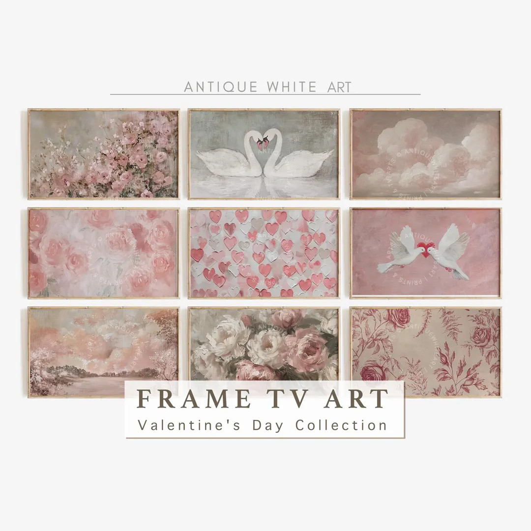 Valentine's Day Frame TV Art Set of 9, Valentine Digital Download, Romantic Frame TV Art Bundle, ... | Etsy (US)