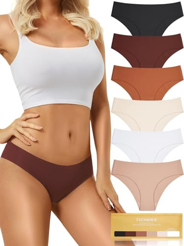 tichers Seamless Women's Underwear - No Show Bikini Panties & Briefs, 6-Pack | Amazon (US)