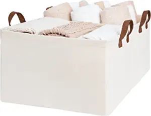 StorageWorks 45L Extra Large Fabric Storage Bins with PU Handles, Storage Baskets for Organizing,... | Amazon (US)