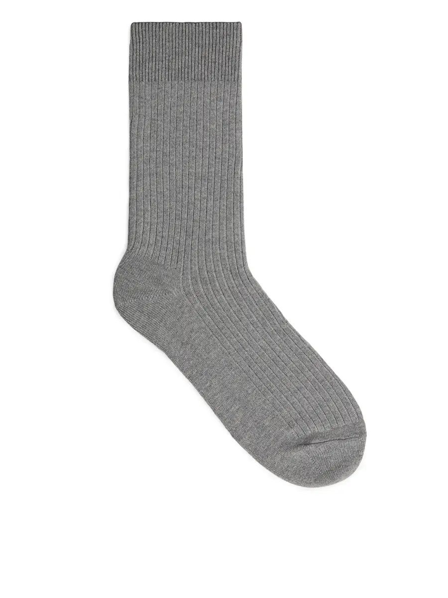 Supima Cotton Rib Socks - Grey Melange - ARKET GB | ARKET