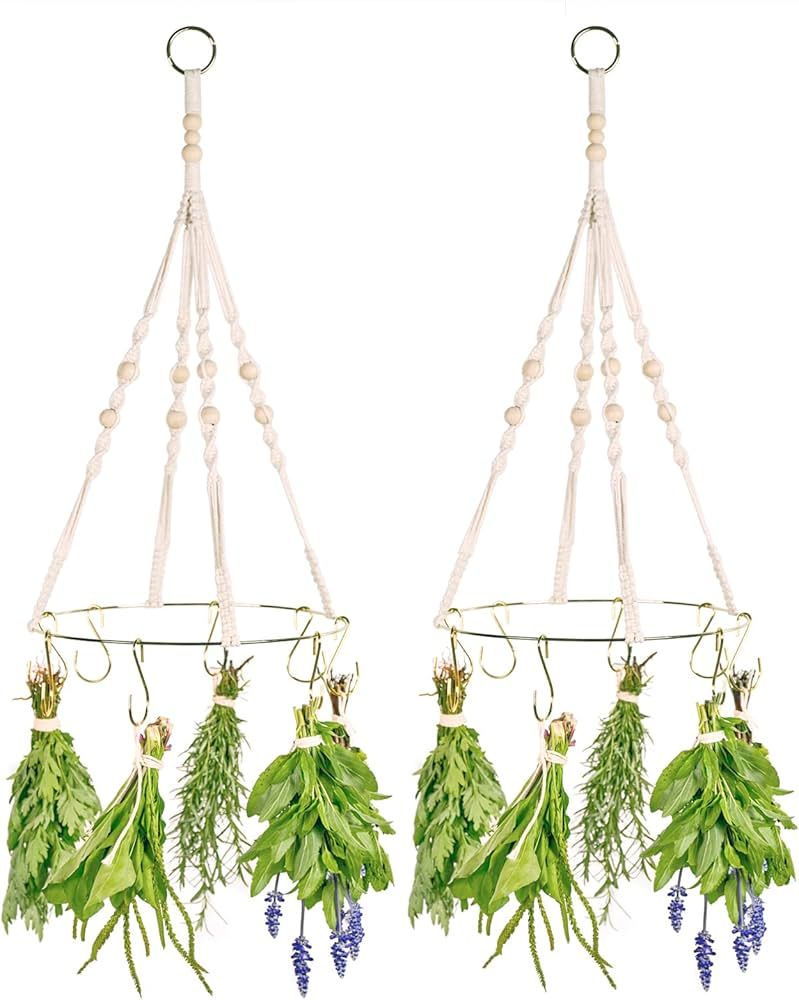 PROTITOUS 2pack Herb Drying Rack with 20pcs Golden Herb Dryer Hooks,herb Dryer,herb Drying Rack,H... | Amazon (US)