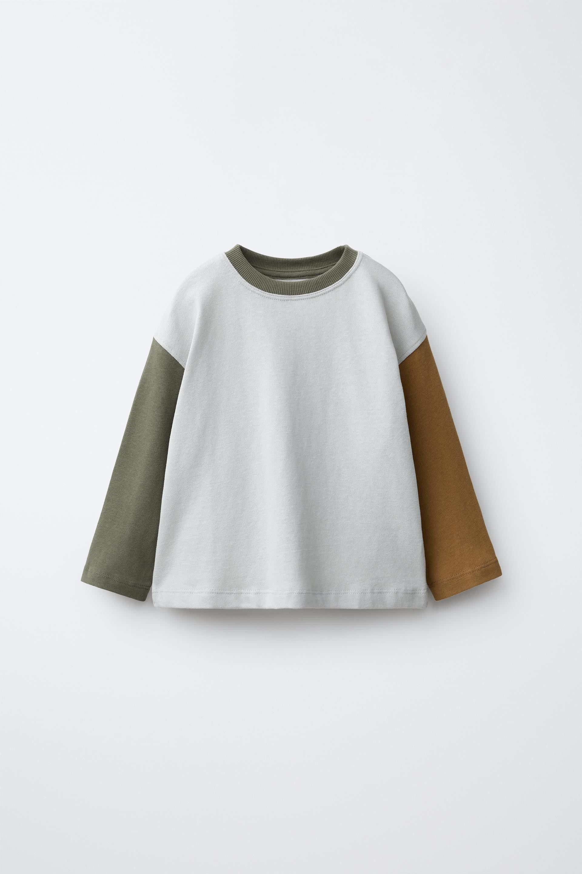 Zara - Heavy Soft Colorblock T-Shirt - Stone - 4 Years (40,9 Inches) - Kids | Zara US