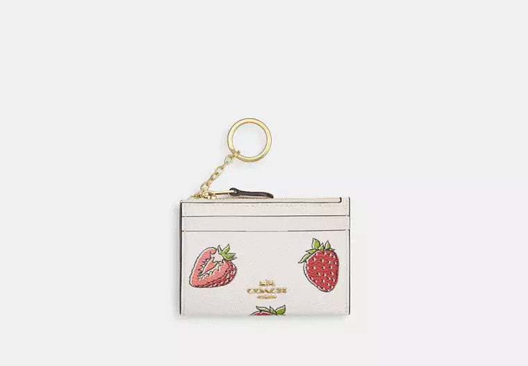 Mini Skinny Id Case With Strawberry Print | Coach Outlet US