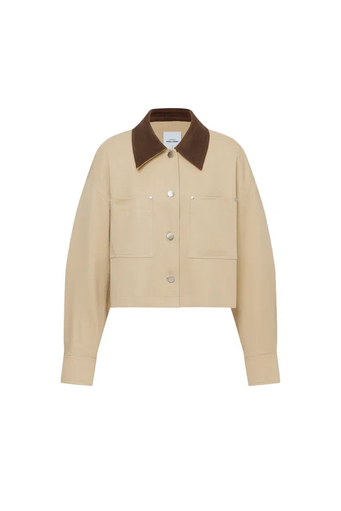 Morston Contrast Cropped Jacket in 100% Cotton Twill | Fabrique